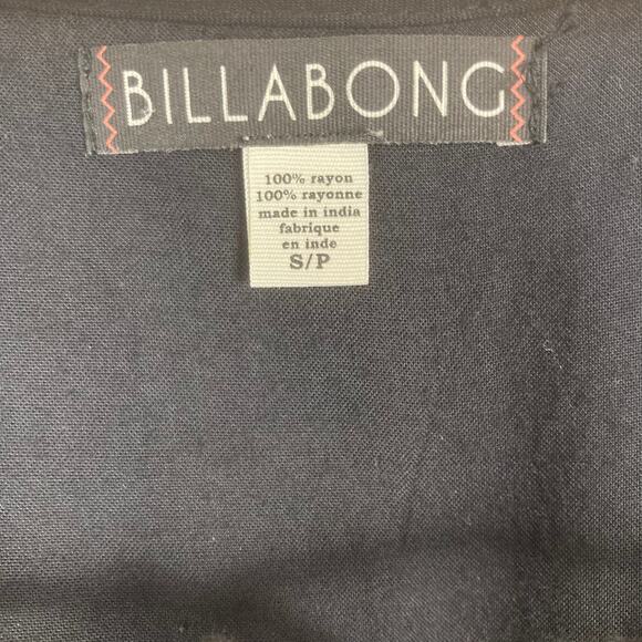 Billabong Peasant Tunic Top Black S / P Embroidery Bell Sleeve Boho Baja Folk - Picture 7 of 12